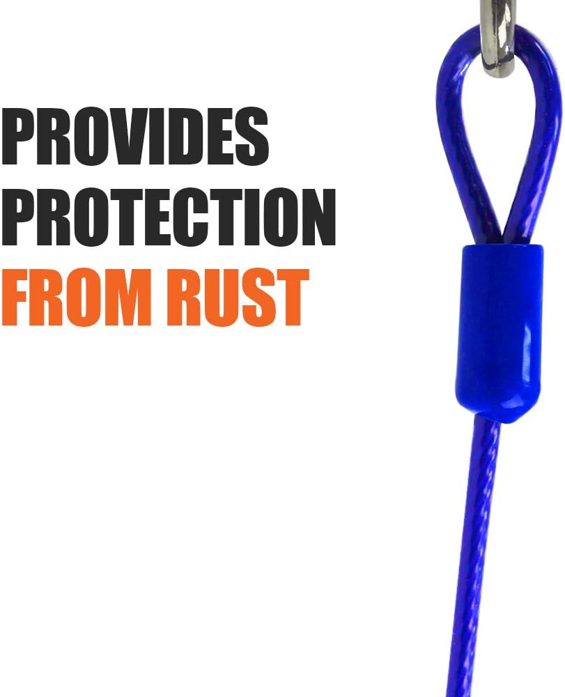 BV Dog Tie Out Cable 15 Feet - Heavy Duty Dog Lead Up to 60 Pounds - Reflective & Rust-Free with Quick Release Swivel Clips & 360° Rotating Clasp - Tangle-Free Dogs Runner for Yard (Blue, Single)