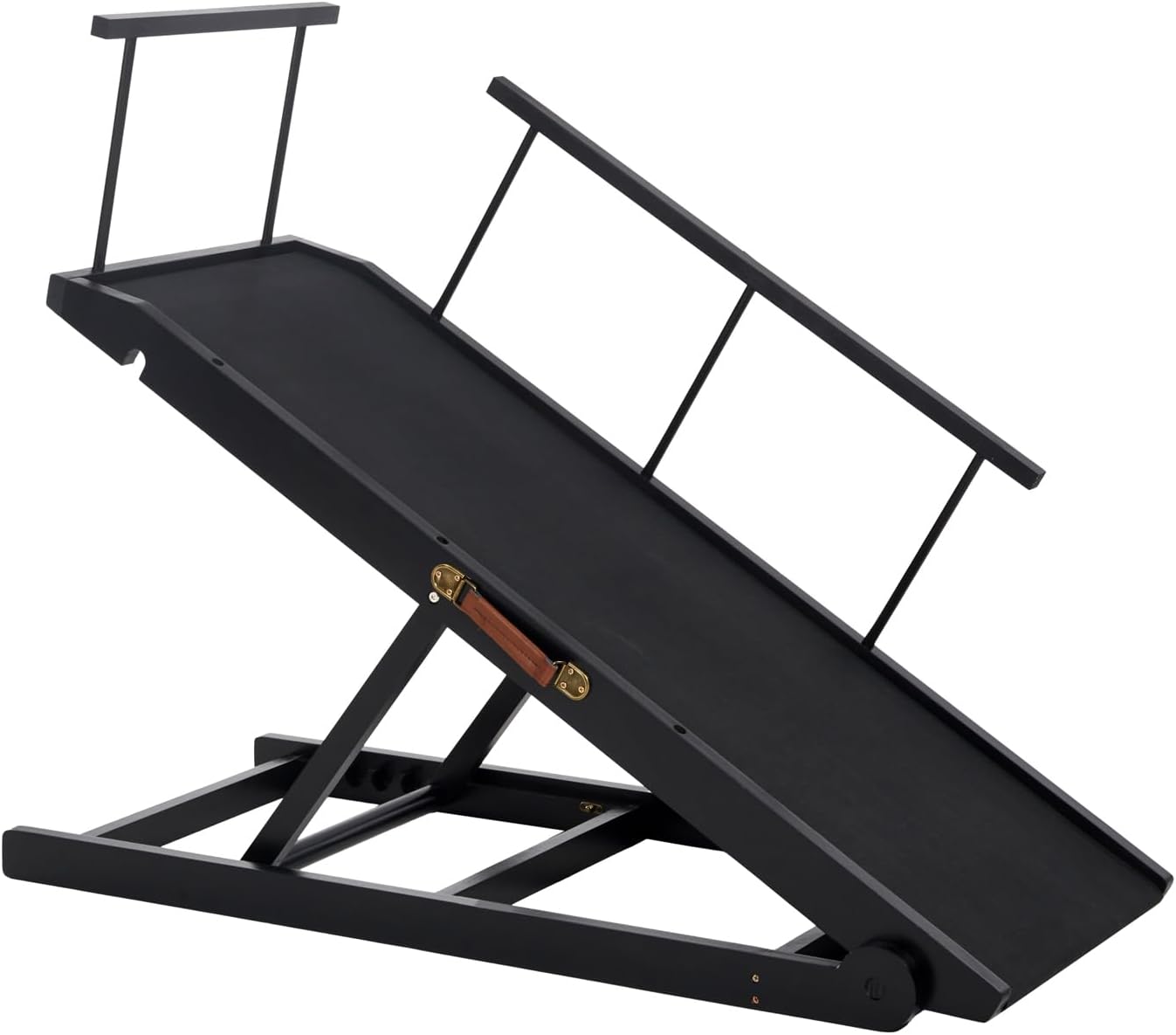 Dog Ramp for Bed and Couch- 5 Height Adjustable Solid Wood Pet Ramp for Small, Medium & Large Dogs, Collapsible Anti-Slip Dog Ramp for Sofa, Couch & Beds (Black, 115)