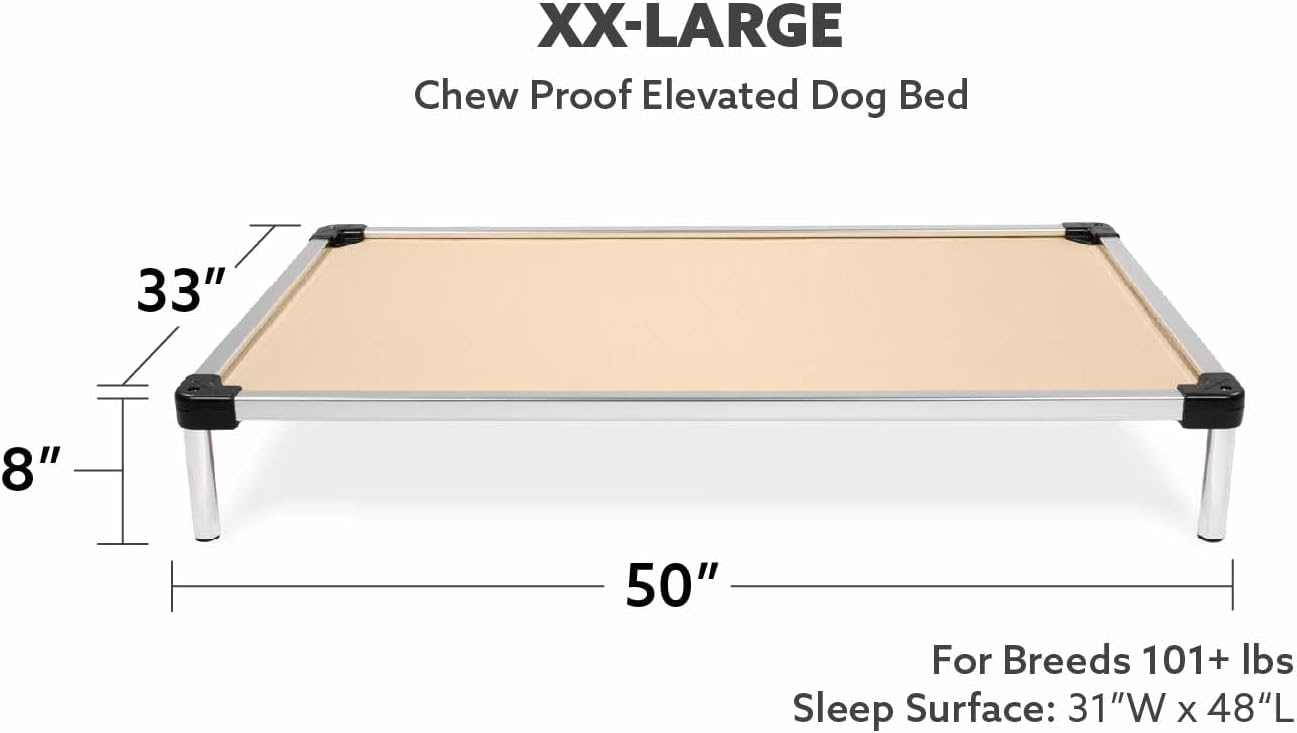 K9 Ballistics Chew Proof Elevated Cooling Dog Bed - Made for Aggressive Chewers, Virtually Indestructible, Ripstop Fabric with No Padding, Pre-Assembled - XXL, Sandstone