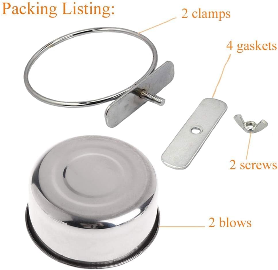 kathson 2 Pack Bird Feeding Dish Cups, Stainless Steel Parrot Feeders Water Cage Bowls with Clamp Holder Bird Feeders for Parakeet Cockatiels Conure Budgies Lovebird Finch and Small Animals