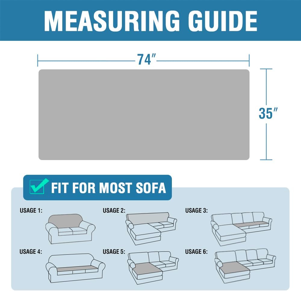 H.VERSAILTEX Plush Chenille Dog Bed Cover Thick Soft Sofa Cover for 3 Cushion Couch Anti Slip Couch Cover Furniture Protector for Dog, Pet, Cat (35" x 74", Caramel)