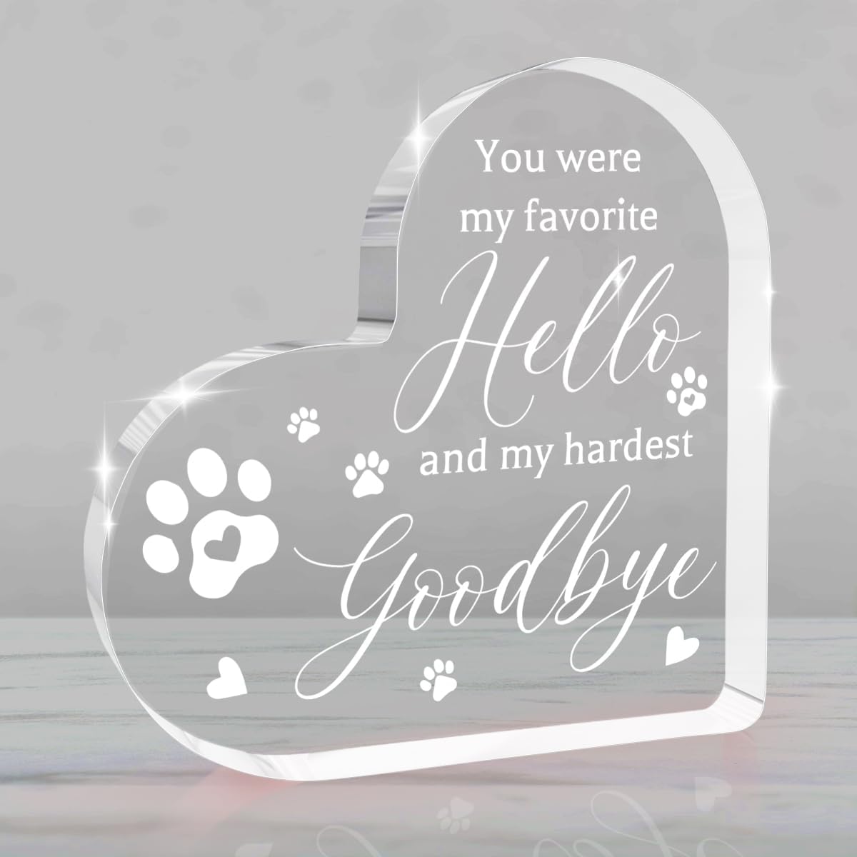 Dog Memorial Ornament Pet Memorial Gifts for Dogs Loss of Dog Sympathy Gift Heart Shape Acrylic Sign Pet Commemoration Acrylic Heart Plaque for Home Farmhouse Office Desktop