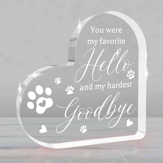 Dog Memorial Ornament Pet Memorial Gifts for Dogs Loss of Dog Sympathy Gift Heart Shape Acrylic Sign Pet Commemoration Acrylic Heart Plaque for Home Farmhouse Office Desktop