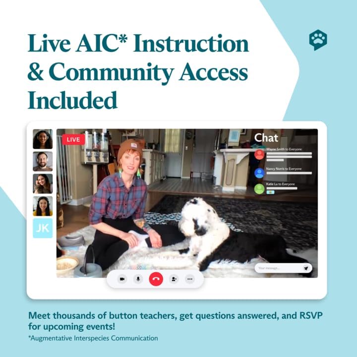 FluentPet Speak Up! Get Started Kit with Clearer Upward-Facing Sound | 6 Recordable Buttons w/Pre-Installed Batteries & 3 HexTile Button Mats | Training Dog & Cat Communication Buttons
