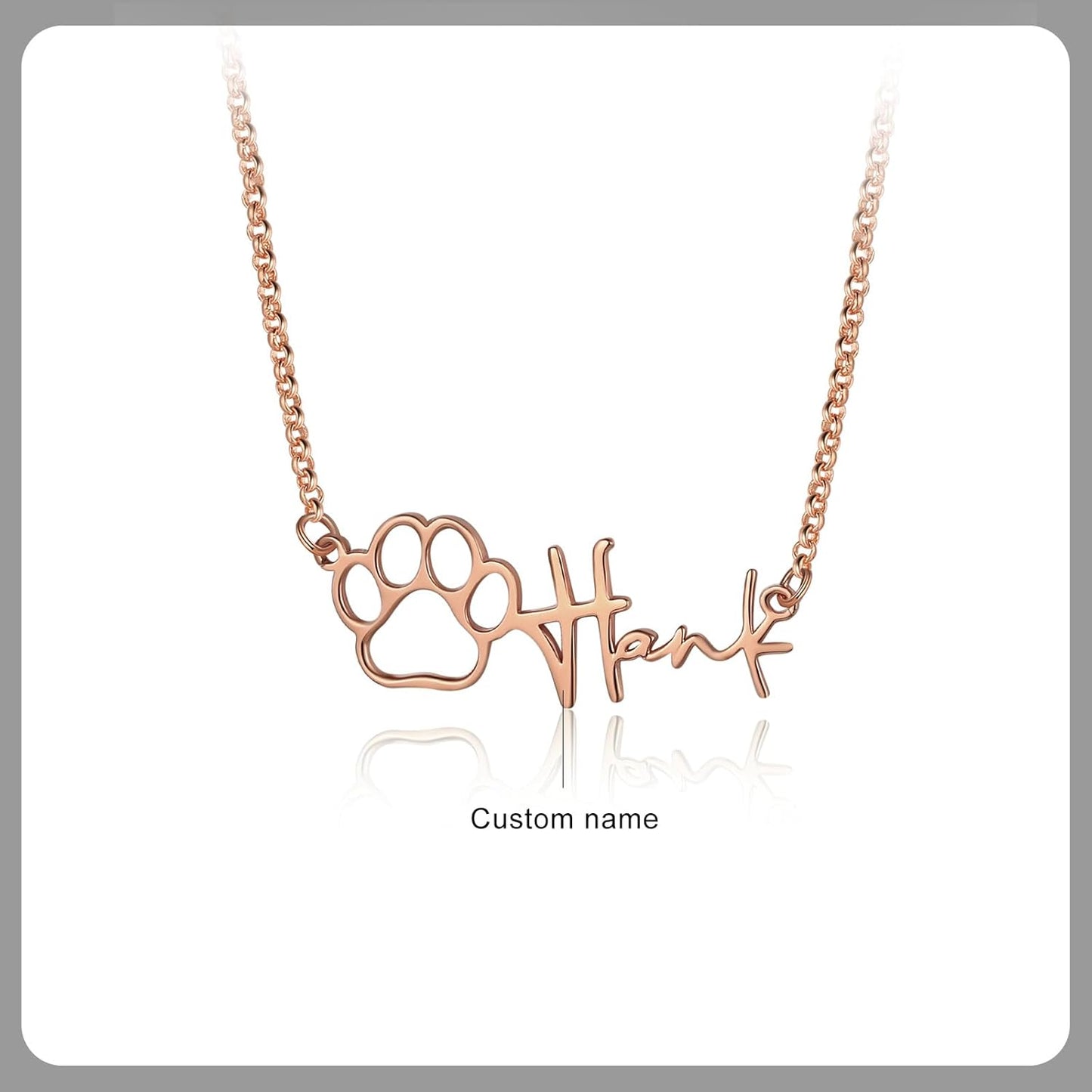 Customized Paw Print Necklace Personalized Pet Name Necklace Custom Engraved Dog Cat Paw Pendant Necklace Pet Memorial Gift for Pet Lovers