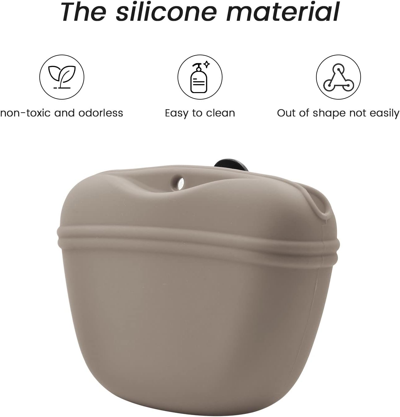 AUDWUD - Silicone Dog Treat Pouch - Clip on Portable Training Container - Convenient Magnetic Buckle Closing and Waist Clip - No BPA