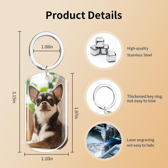 Custom Dog Memorial Keychain with Color Photo & Epoxy Shield - Personalized Pet Loss Gift, Engraved Remembrance Keychain for Dogs/Cats