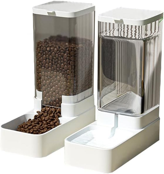 iGeekPet Care-NeverMissMeal Gravity Pet Feeder and Water Dispenser Set, Automatic Dog Feeder and Dog Water Dispenser for Dogs Cats Pets Animals Large Capacity(3.8L)