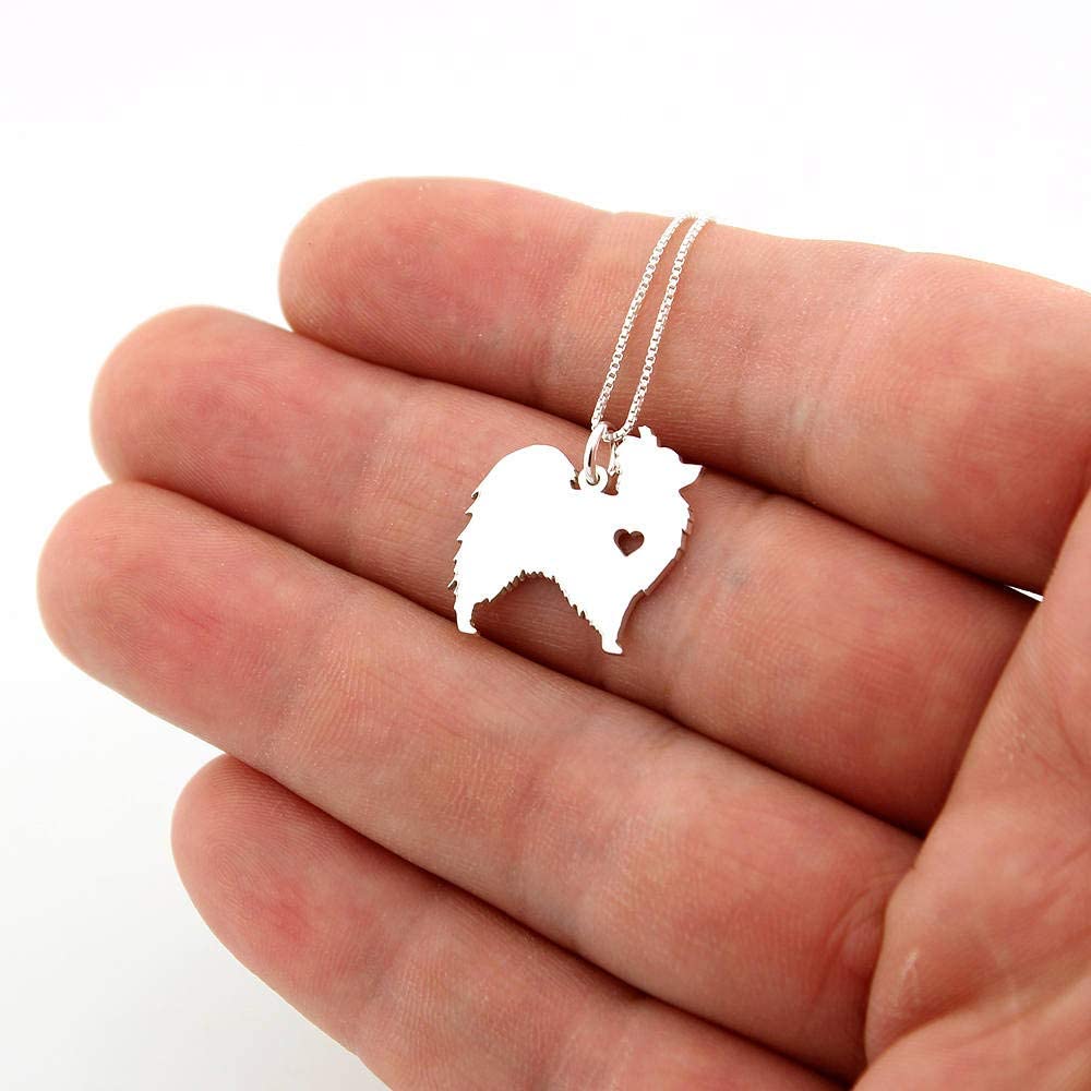 Papillon necklace sterling silver dog breeds pendant w/Heart - Love Pet Jewelry Italian chain Women Best Cute Gift Personalized Toy Spaniel