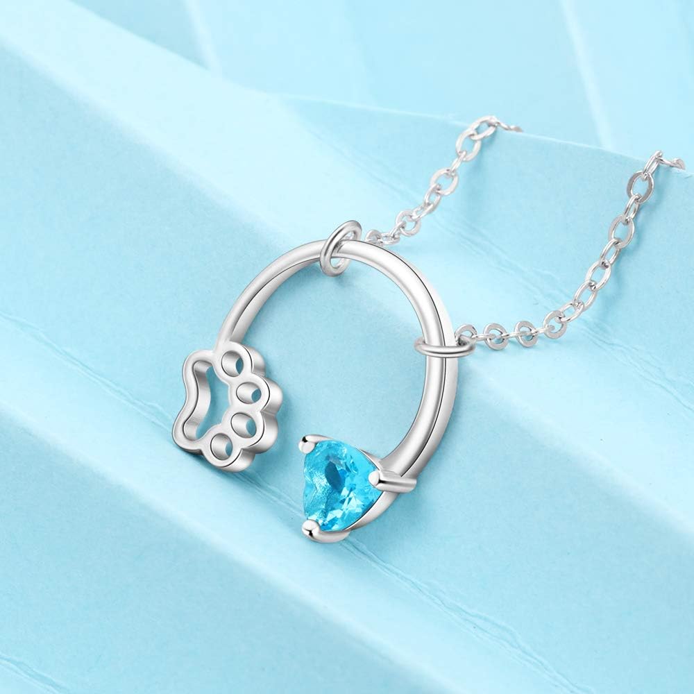 Customized Paw Print Necklace Personalized Pet Name Necklace Custom Engraved Dog Cat Paw Pendant Necklace Pet Memorial Gift for Pet Lovers