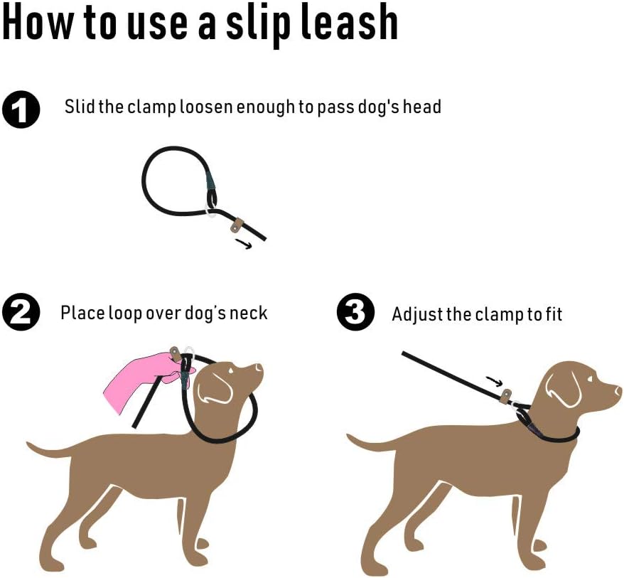 lynxking Dog Leash Slip Lead 5 6 8 FT Dog Training Leash Strong Heavy Duty Braided No Pull Training Lead Leashes for Small Medium Large Dogs