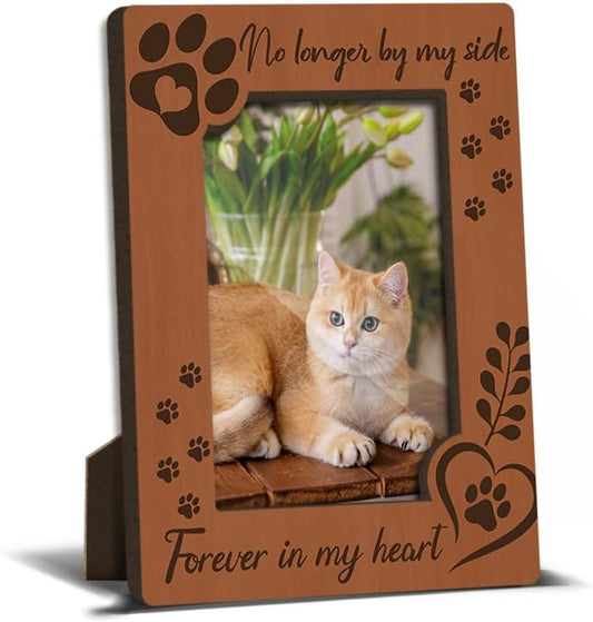 Cat Memorial Photo Frames Dog and Cat Loss Remembrance Gift Sympathy Keepsake for Pet Lovers Condolence Present for Pet Owner No Longer by my Side Forever in my Heart Picture Frames 4x6 Photo - YY001
