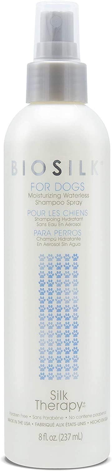 BioSilk for Dogs Silk Therapy Deep Moisture Waterless Shampoo Spray, 2 Pack | Waterless Dog Shampoo Spray for All Dogs and Puppies | 8 Fl Ounces, Pack of 2