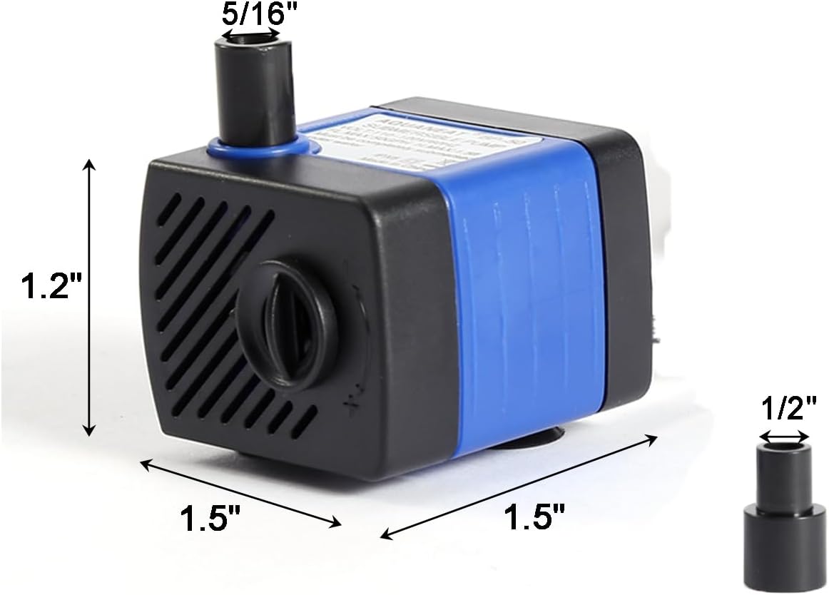 AQUANEAT Small Fountain Pump, 50 GPH Mini Submersible Water Pump with 3.3 ft Tubing, for Aquarium Fish Tank, Pet Water Fountain, Hydroponics, Pond Waterfall