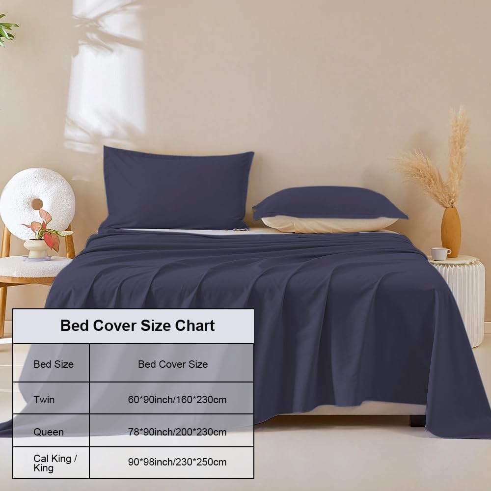 DUJUIKE Waterproof Bed Cover for Dog and Cats,Pet Hair Resistant Bed Sheet Cover, Protective Bed Liner Cover with 100% Waterproof Breathable Thin Fabric (Dark Navy, Super King 90 * 118 inch)