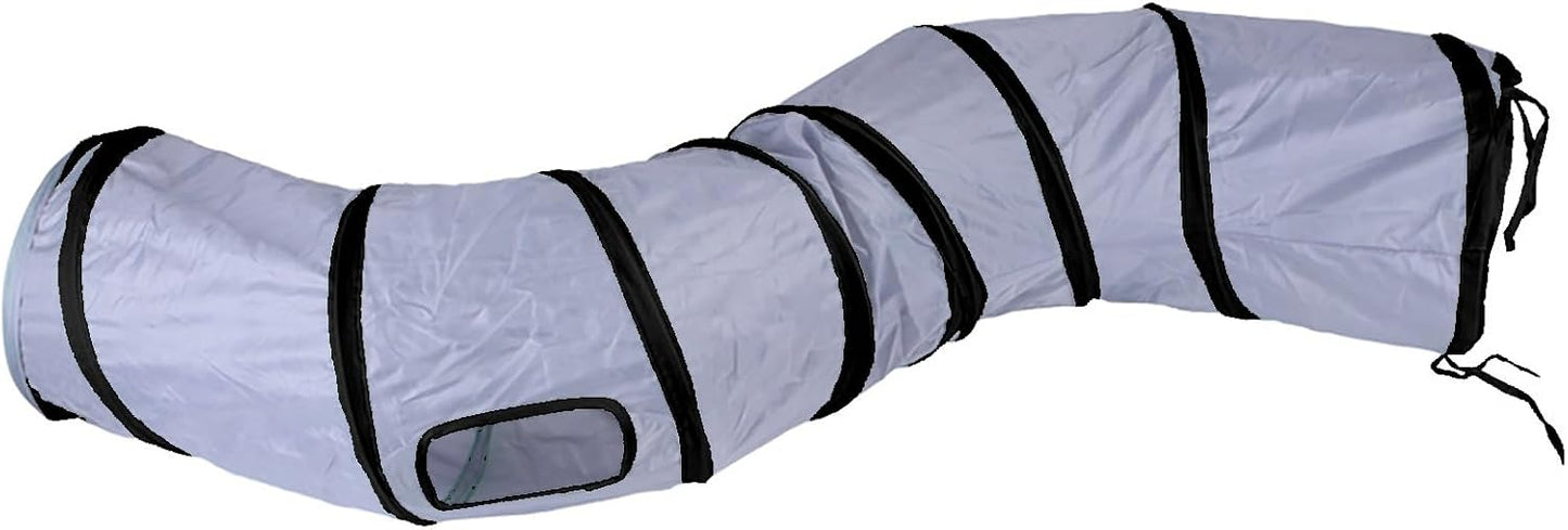 iCAGY Cat Tunnel for Indoor Cats, Rabbit Tunnel Toys, Pet Toys Play Tunnels for Cats Kittens Rabbits Puppies Crinkle Pop Up Dark Grey 47" Shape S