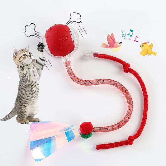 Interactive Cat Toys Ball for Indoor Cats,[2025 Newly Upgraded] Agile Moving Cat Ball with Elastic Mesh Tail,Automatic Kitten Toys for Bored Indoor Adult Cats,Motion Activated (Red)