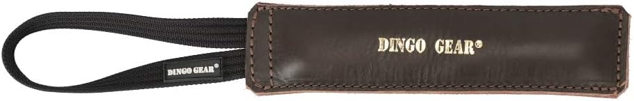 Dingo Gear Brown Grain Leather Dog Toy for bite Training, Handmade for Strong Dogs, 10in 0.13 kg