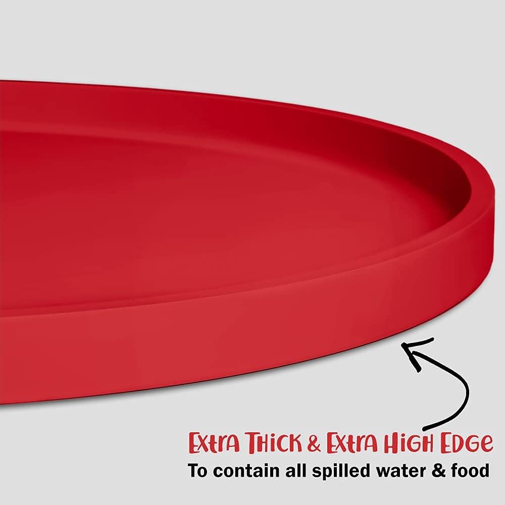 DogBuddy Dog Food Mat - Waterproof Dog Bowl Mat, Silicone Pet Mat for Food and Water Bowls, Nonslip Pet Feeding Mat With Edges, Dogs Food Mats For Floors, Puppy Supplies (Small, Red)