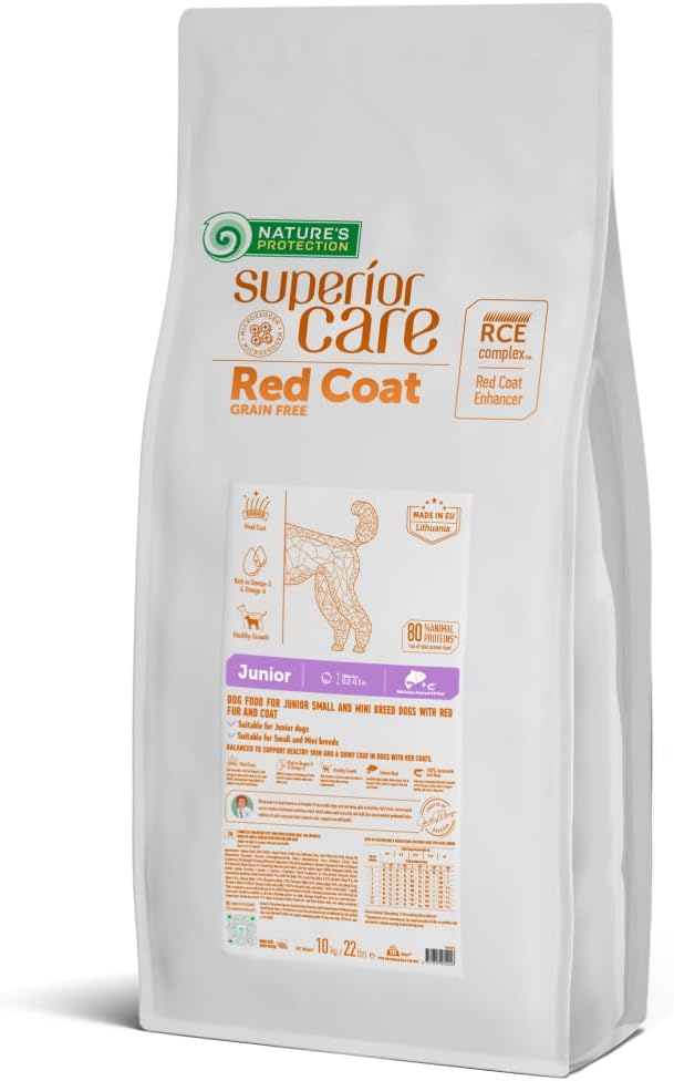 Nature's Protection Grain Free Dry Puppy Food for Small Breed - High Protein & Tear Stain Formula - Small Dog Food Kibble for Red Fur Puppies (Superior Care - Salmon, 22 lb)