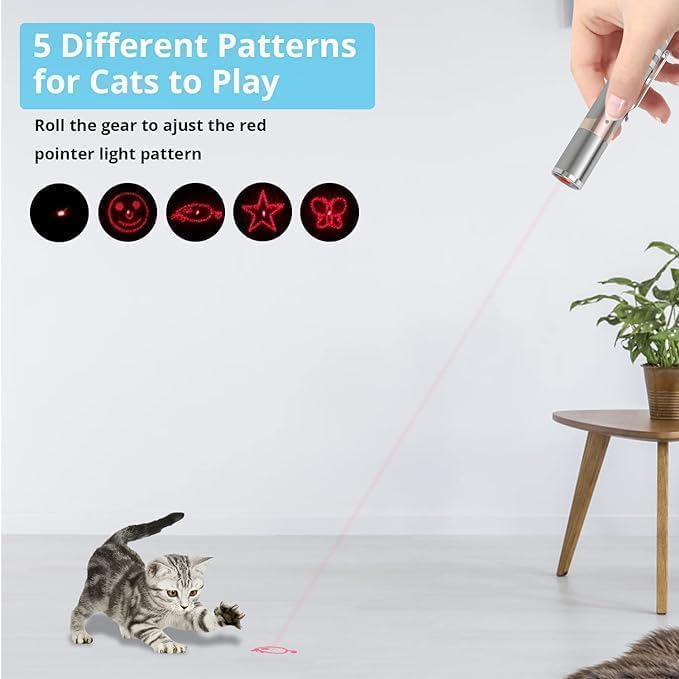 Cat Toy, 2 Pieces USB Rechargeable, Long Range 5 Modes, Interactive Kitten Cat Mouse Toy for Indoor Cat and Dog Chase Play