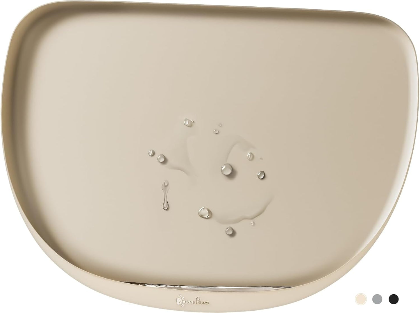 DownyPaws Dog Food Mats for Floors Waterproof, BPA Free Silicone Dog Bowl Mat, Non-Slip Pet Feeding Mat with High Raised Edge, Cat Placemat for Messy Drinkers, 18"×12.5", Almond