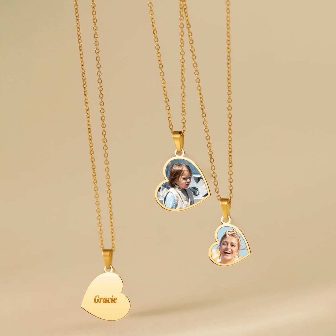 CharmSStory Personalized Photo Necklaces Custom Engraved Name Necklace Memory Keepsake Picture Necklace Pendant Customized Gifts for Women Men
