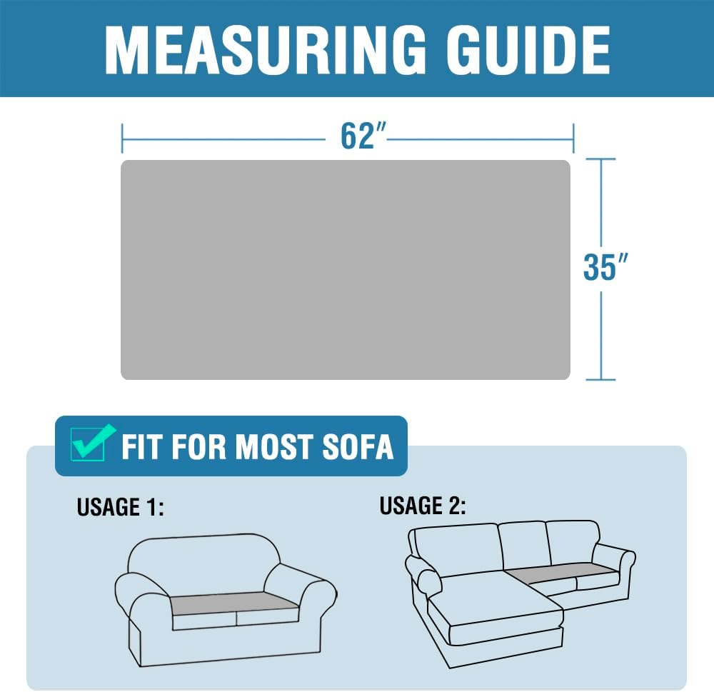 H.VERSAILTEX Plush Chenille Dog Bed Cover Thick Soft Loveseat Cover for 2 Cushion Couch Anti Slip Couch Cover Furniture Protector for Dog, Pet, Cat (35" x 62", Cuban Sand)