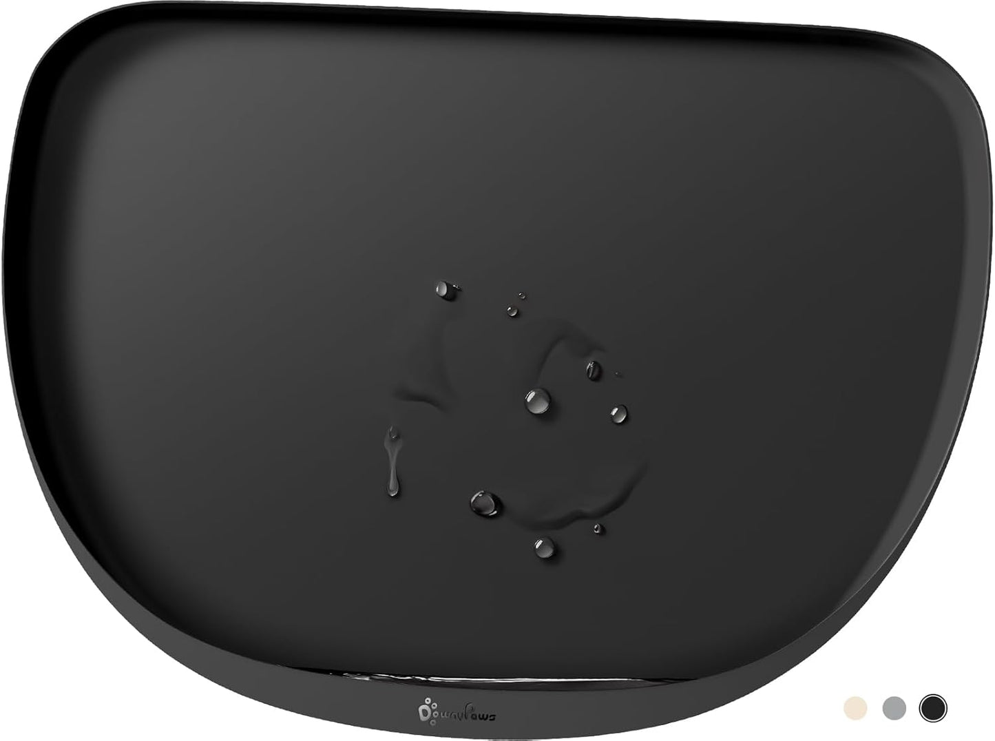 DownyPaws Dog Food Mats for Floors Waterproof, BPA Free Silicone Dog Bowl Mat, Non-Slip Pet Feeding Mat with High Raised Edge, Cat Placemat for Messy Drinkers, 18"×12.5", Black