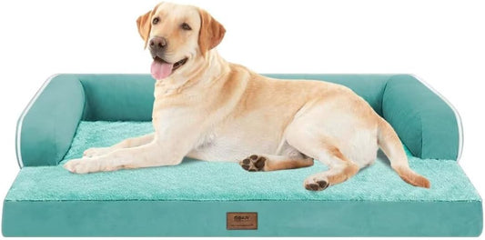 Orthopedic Large Dog Bed Washable: Large Size Dog Beds with Removable Washable Cover, XXLarge Orthopedic Aqua Blue Sofa for Big Pet Dogs