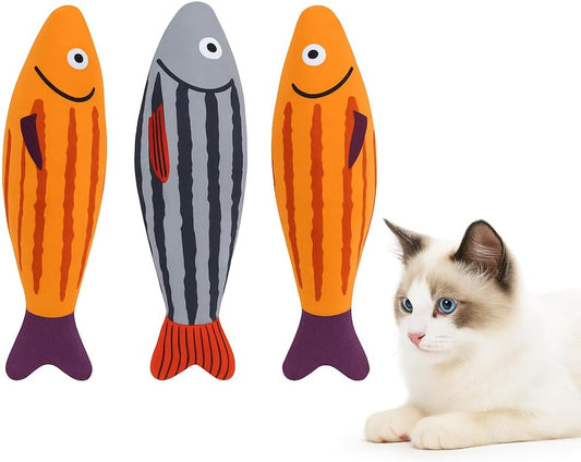 Cat Toys, Catnip Toys for Cats, Soft and Durable with Rattle Sound, Interactive Kitten Toys for Indoor Cats, Cat Chew Toy for All Breeds (3 Pack, Sardine)