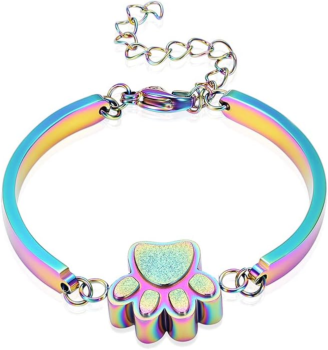 Pet Urns For Dogs/Cats - Pet Ashes Necklace - Paw Print Urn Necklace with Mini Keepsake Urn Memorial Ash Jewelry