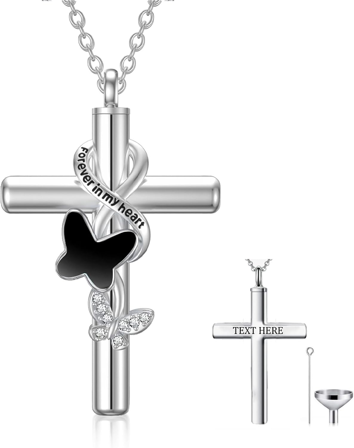 Cross Urn Necklace for Ashes 925 Sterling Silver Cremation Jewelry with Funnel Filler Kit Ashes Necklace for Human Women Girl Pets
