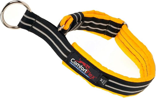 ComfortFlex Martingale Dog Collar - 1.5" Wide, Reflective, Adjustable, Fully Padded Nylon, Gentle Control, Escape-Proof, Limited Slip Design, Made in The USA, XLarge, Saffron Yellow