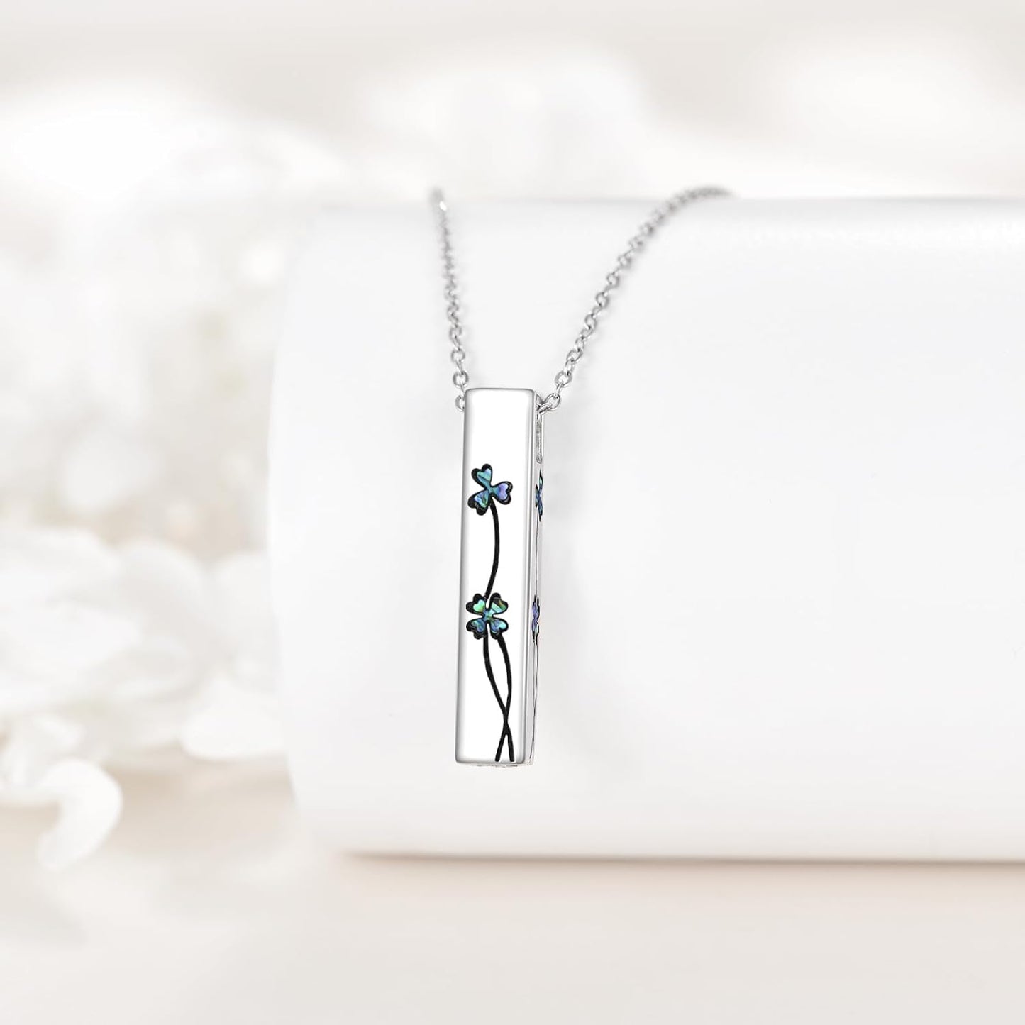 Urn Necklaces for Ashes Sterling Silver 3D Vertical Bar Memorial Pendant for Loved Ones Keepsake Cremation Jewelry Gifts for Women Men