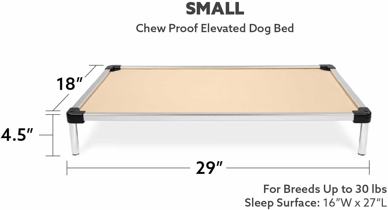 K9 Ballistics Chew Proof Elevated Cooling Dog Bed - Made for Aggressive Chewers, Virtually Indestructible, Ripstop Fabric with No Padding, Pre-Assembled - Small, Sandstone