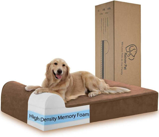Orthopedic Dog Beds for Large Dogs, Memory Foam Dog Beds with Waterproof Liner, Chew Proof Microsuede Cover, Removable and Washable, Nonskid Bottom, 48"x30"x7" Chocolate