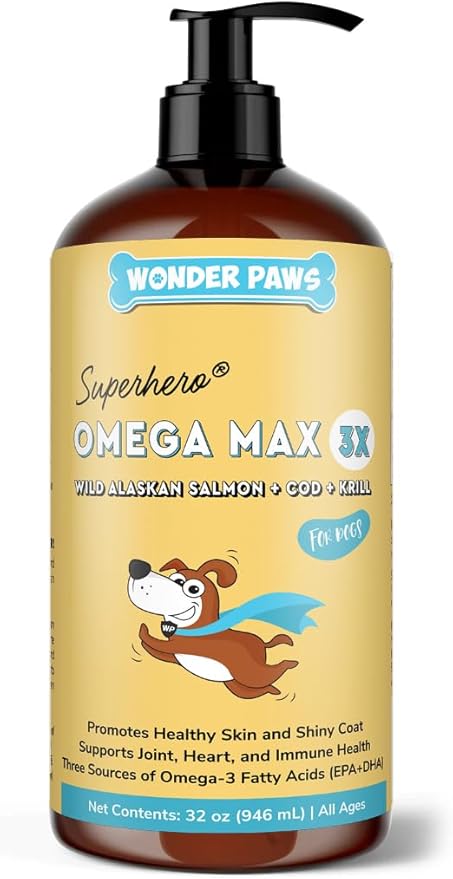 Fish Oil for Dogs - Omega 3 for Dogs from Alaskan Salmon, Cod & Krill Oil - EPA DHA Fatty Acids - Less Shedding & Itching - Skin, Joint, Immune & Heart Health - Liquid Supplement (32 oz)