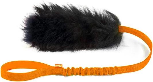 HOWGO Dog Rope Toy,Dog Bungee Chaser Toy 100% Sheepskin,Sheep Smell Tug Toy for All Breeds (Orange, Long Without Ball)