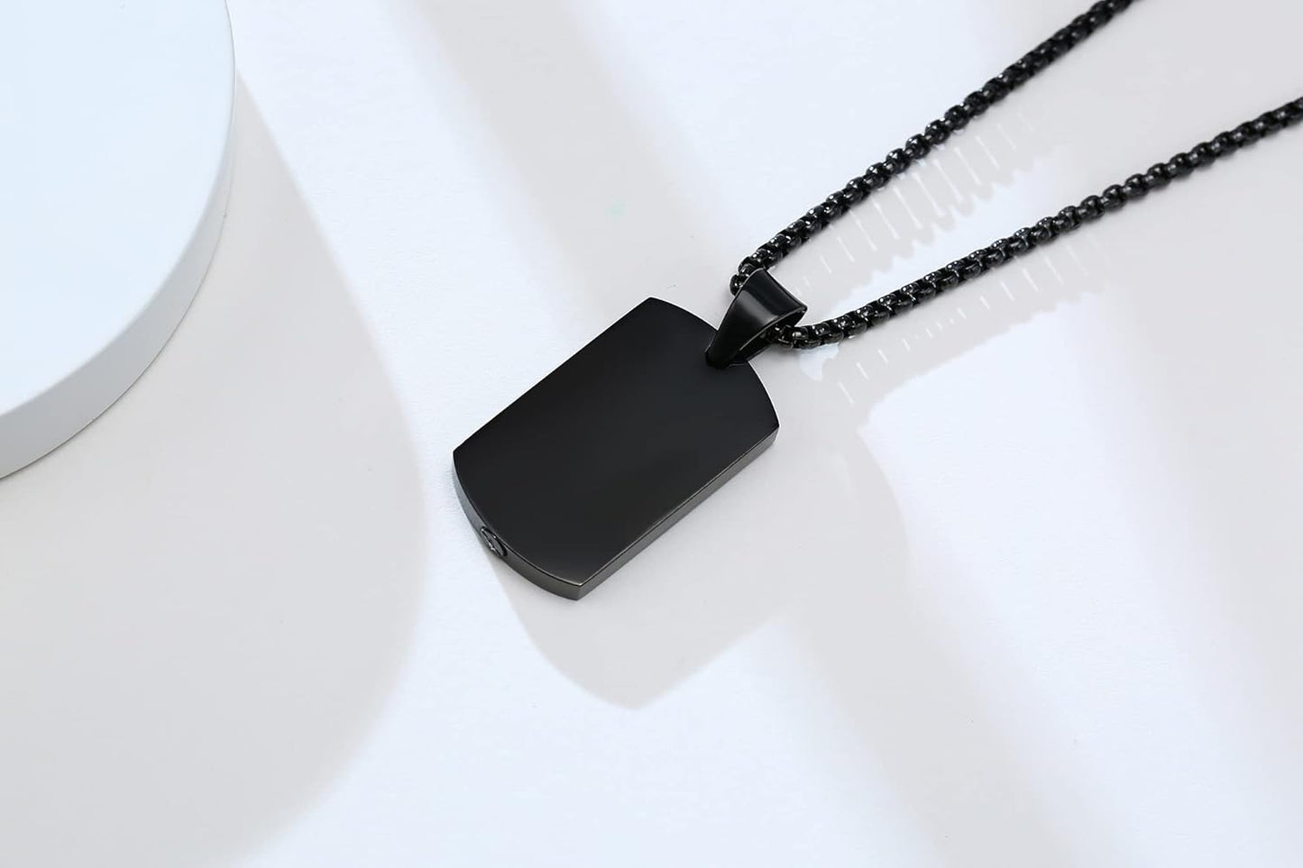 VNOX Personalized Customizable Photo Text Cremation Urn Necklace for Ashes Holder Dog Tag Pendant Family Pet Memorial Keepsake Jewelry for Men Women