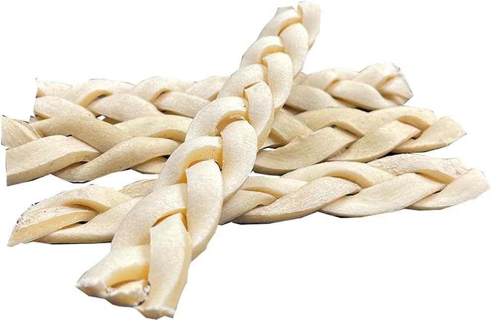 Amazing Dog Treats - Beef Cheek Braids Dog Chew (6 Inch - 15 Pack) - NO Odor - Rawhide Alternative - Beef Cheek Slice Chip Sticks - No Dyes, Chemicals, or Preservatives