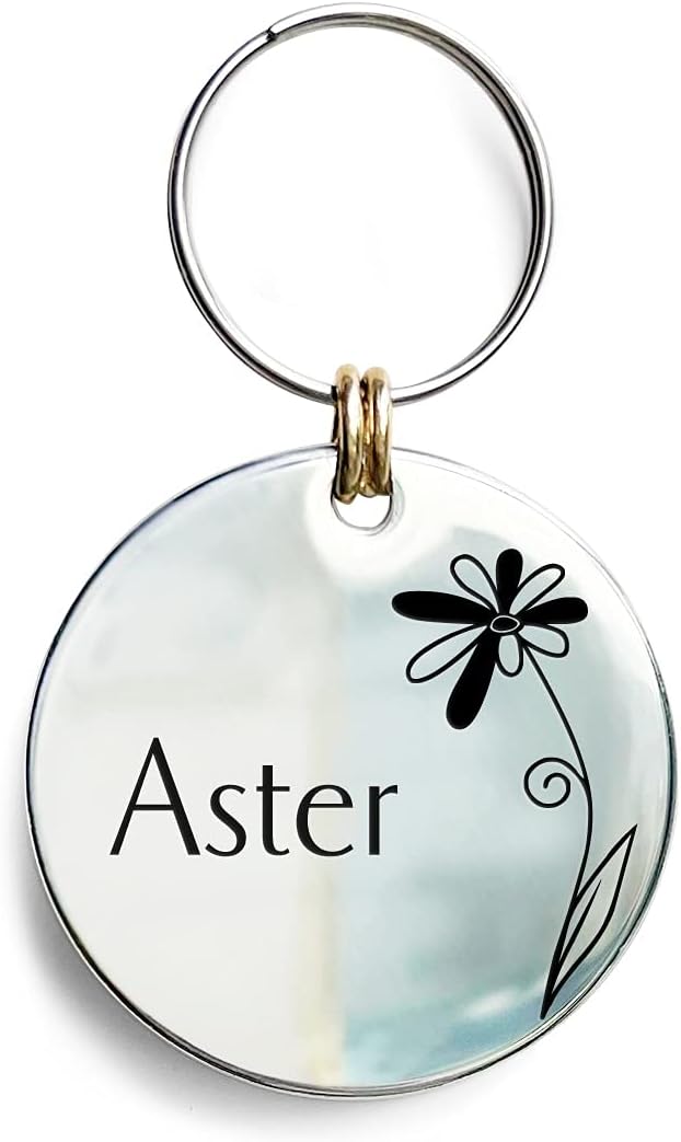 Cats Dogs ID Tags Personalized Engraving Birth Flowers Pattern for Custom Pets Collar Accessories 316L Stainless Steel Small Round Name Plate