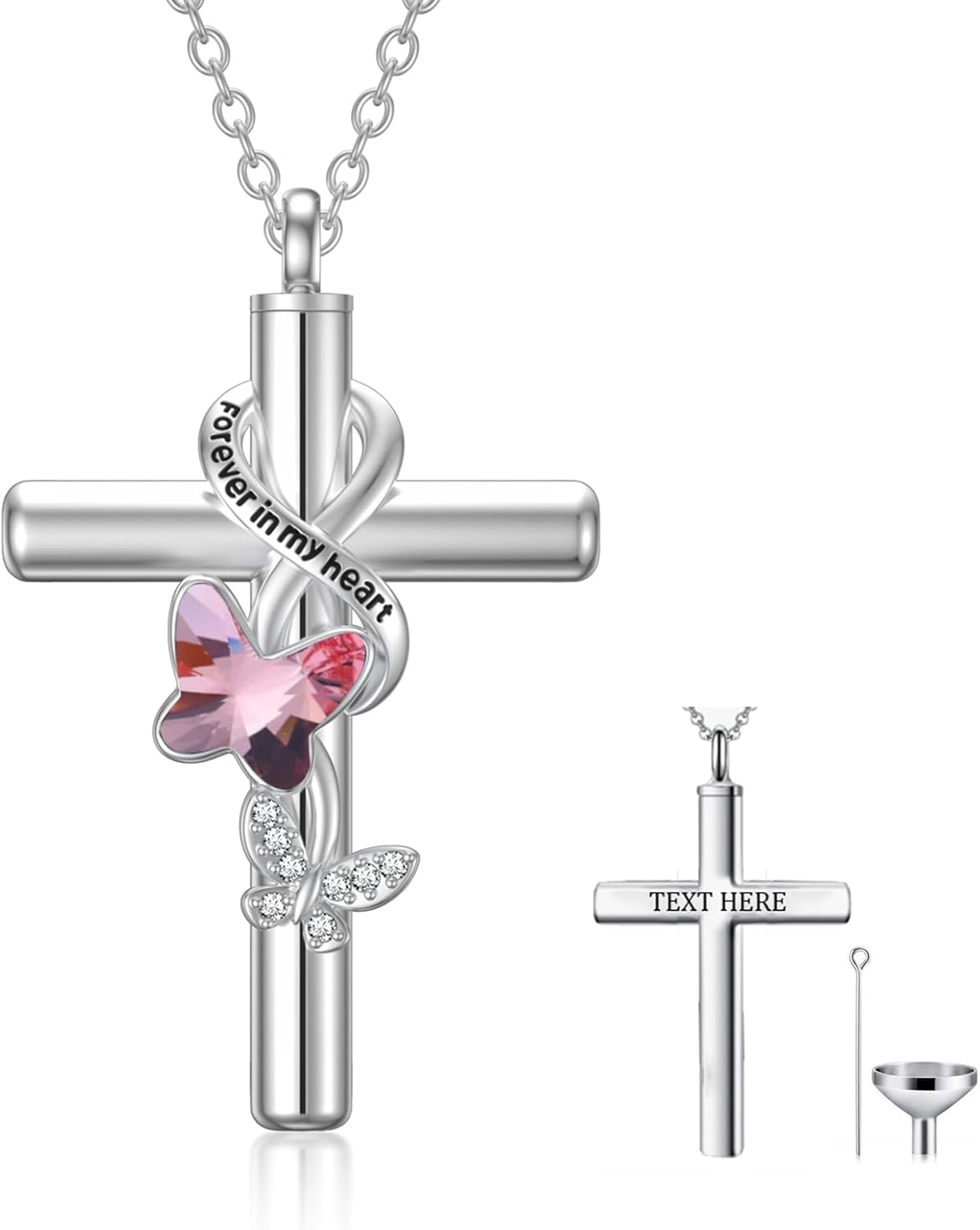 Cross Urn Necklace for Ashes 925 Sterling Silver Cremation Jewelry with Funnel Filler Kit Ashes Necklace for Human Women Girl Pets
