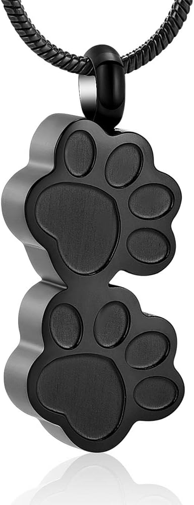 Pet Urns For Dogs/Cats - Pet Ashes Necklace - Paw Print Urn Necklace with Mini Keepsake Urn Memorial Ash Jewelry