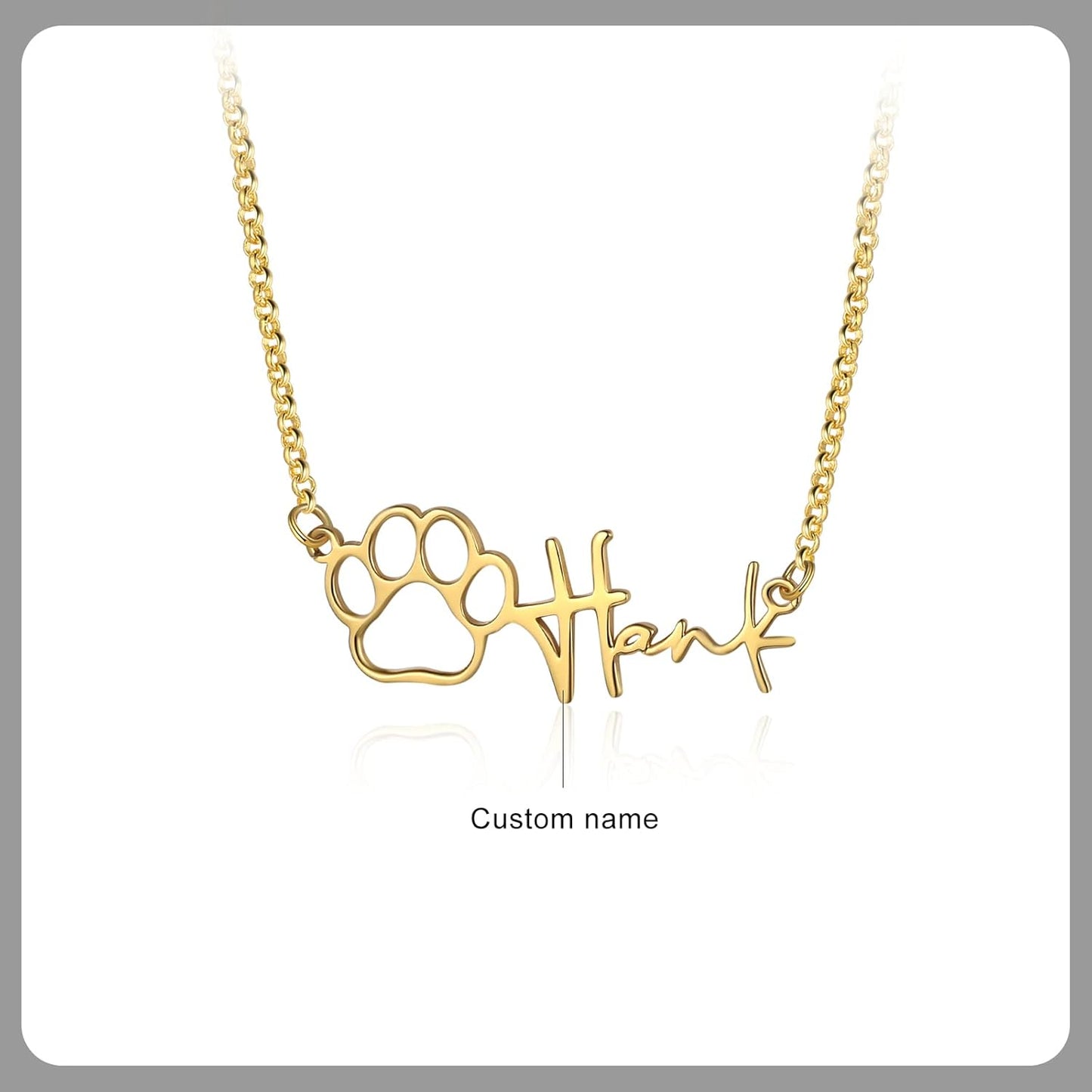 Customized Paw Print Necklace Personalized Pet Name Necklace Custom Engraved Dog Cat Paw Pendant Necklace Pet Memorial Gift for Pet Lovers