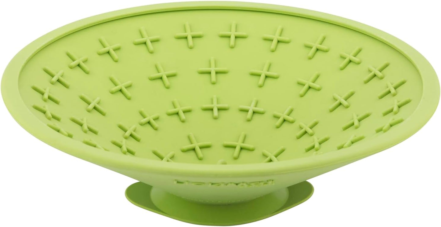 LickiMat Splash, Dog Slow Feeder Bowl Lick Mat, Boredom Anxiety Reducer, Sticks to Smooth Surface; Perfect for Food, Treats, Yogurt, or Peanut Butter. Fun Alternative to a Slow Feed Dog Bowl, Green