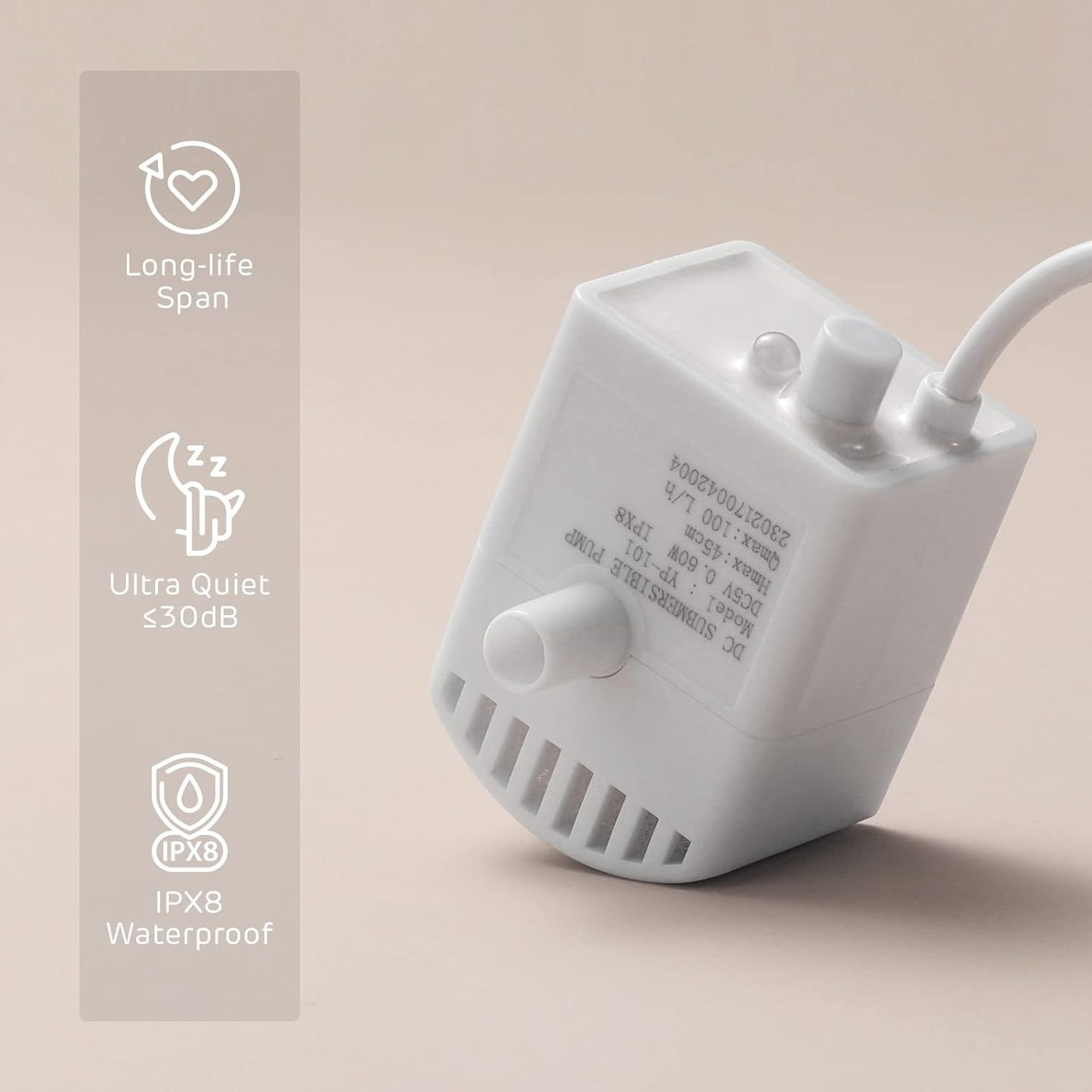 iPettie Water Fountain Pump for Runway Cat Water Fountain, IP-WF-S04-P, 1 Pack of Pump, Not Included Adapter