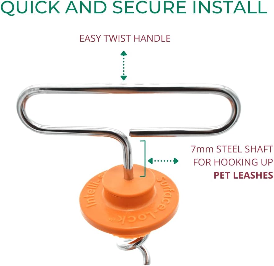 IntelliLeash Mini Intelli-Stayk: Secure Tie-Out Stake for Small Dogs (Up to 20 Pounds) with Patented Surface-Lock Technology