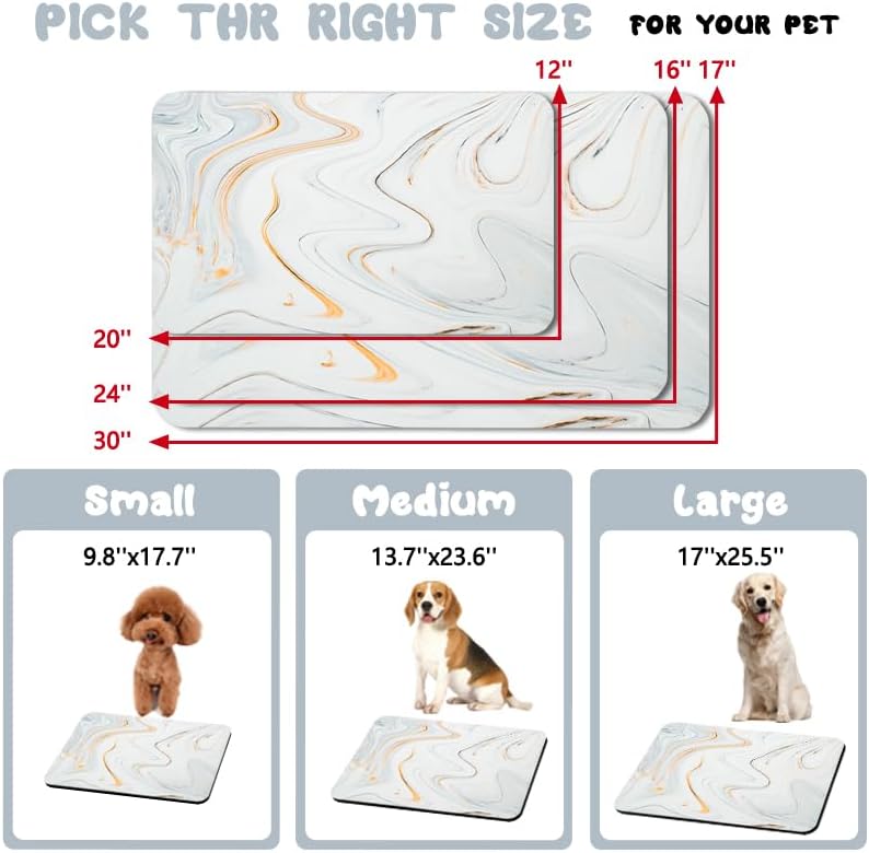 Dog Food Mats for Floors Waterproof, Dog Cat Water Bowl Mats Pet Feeding Absorbent Mat Dog Cat Pet Placemats for Food and Water Marble 12 * 20 inch