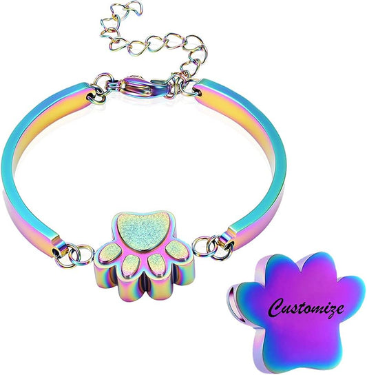 Pet Urns For Dogs/Cats - Pet Ashes Necklace - Paw Print Urn Necklace with Mini Keepsake Urn Memorial Ash Jewelry